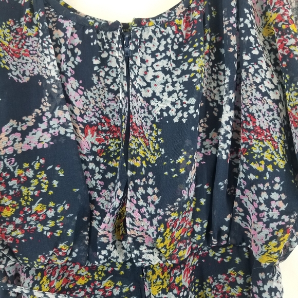 MODCLOTH Navy Floral Ruffled Midi Pocketed Dress - Picture 6 of 14